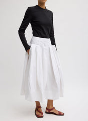 Compact Eco Poplin Pinched Pleat Full Skirt | Tibi