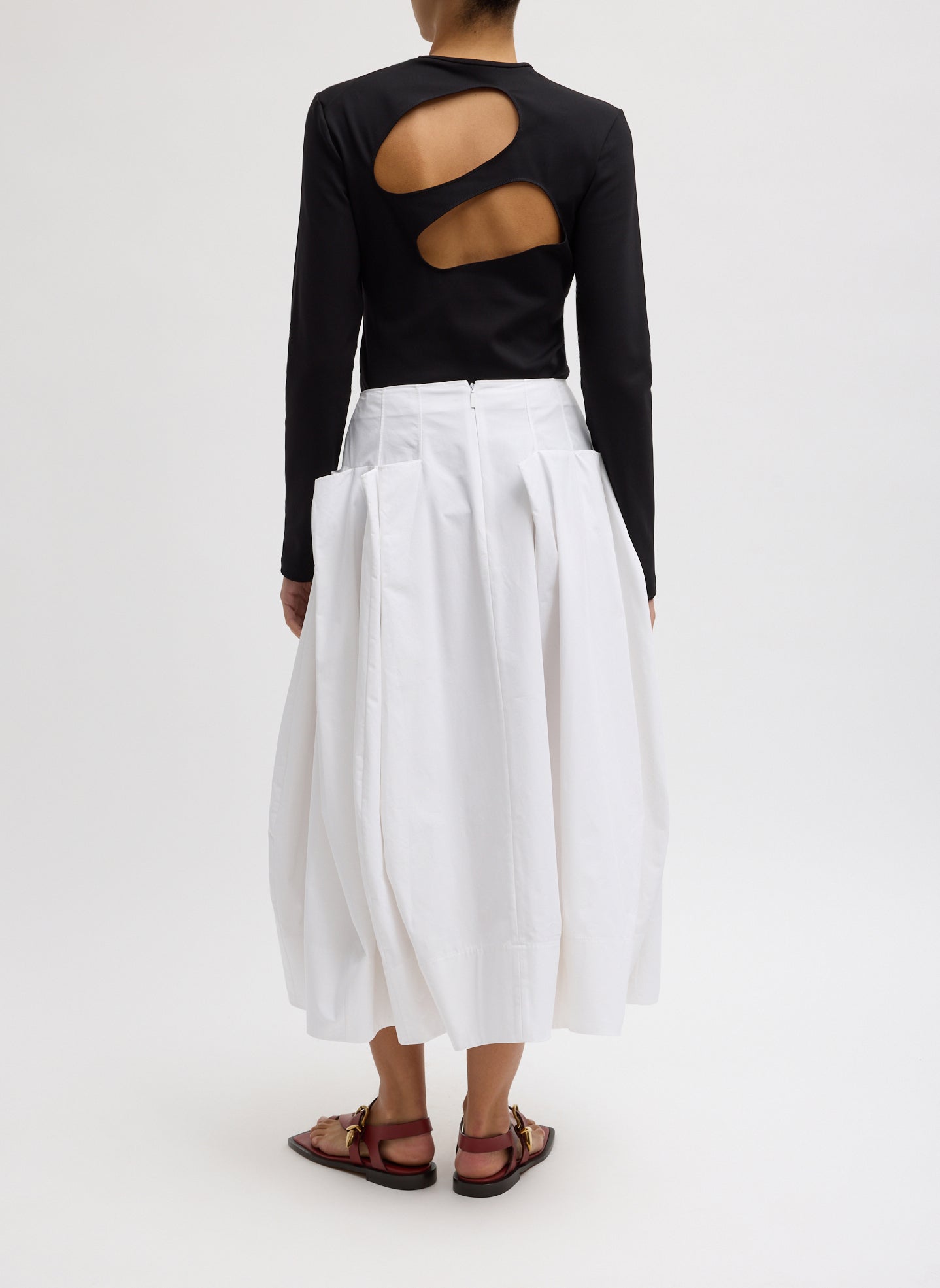 Compact Eco Poplin Pinched Pleat Full Skirt | Tibi