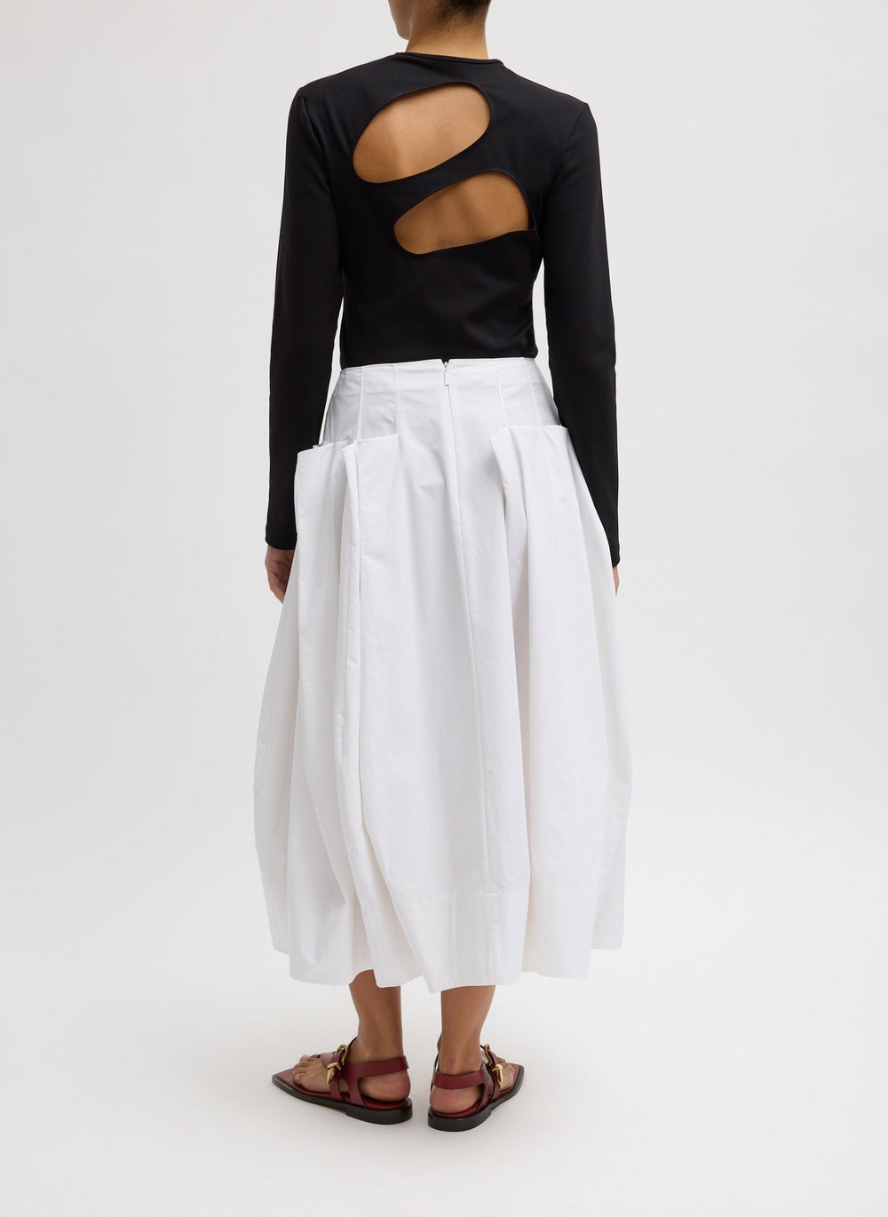 Compact Eco Poplin Pinched Pleat Full Skirt | Tibi