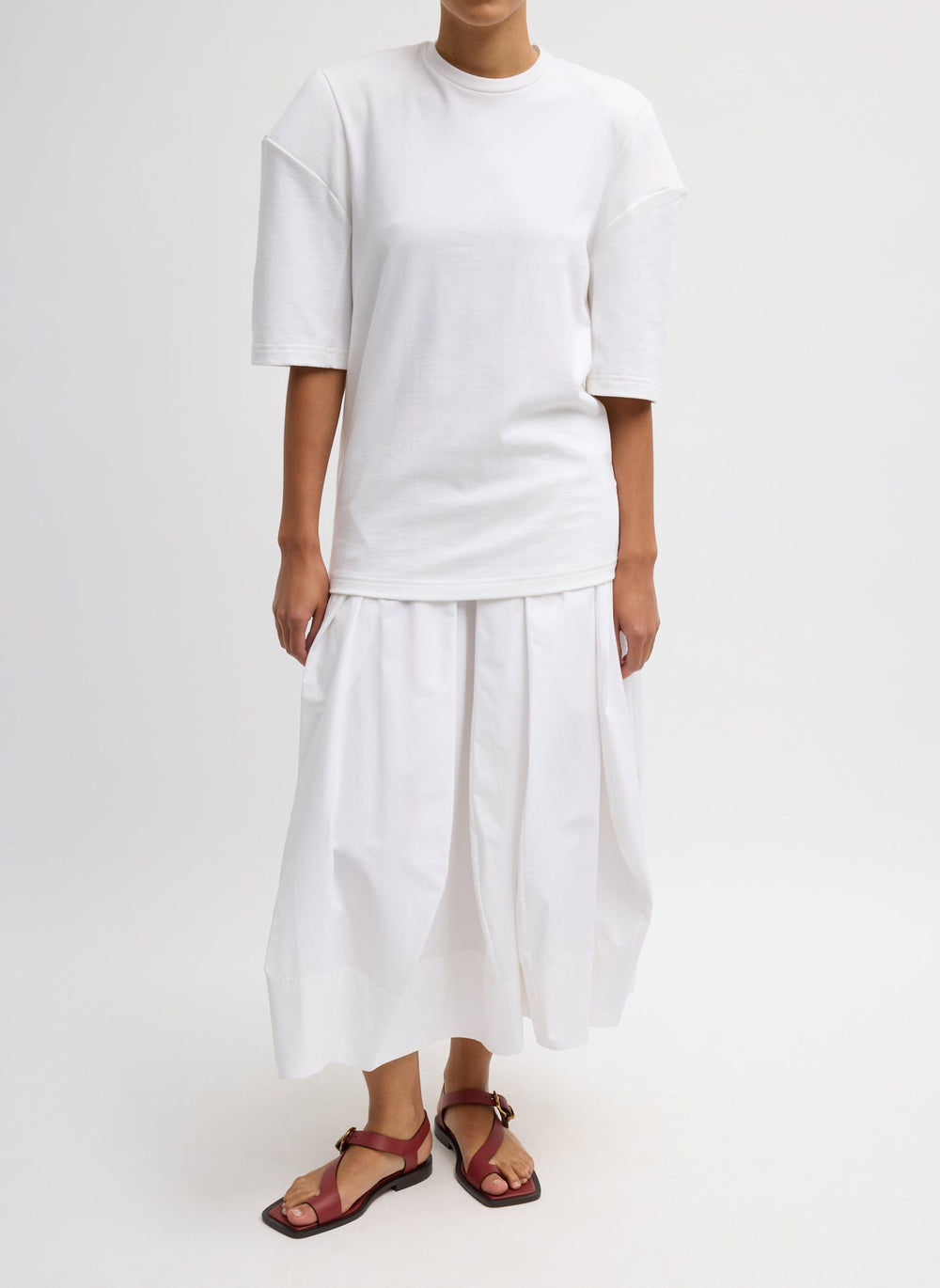 Compact Eco Poplin Pinched Pleat Full Skirt | Tibi