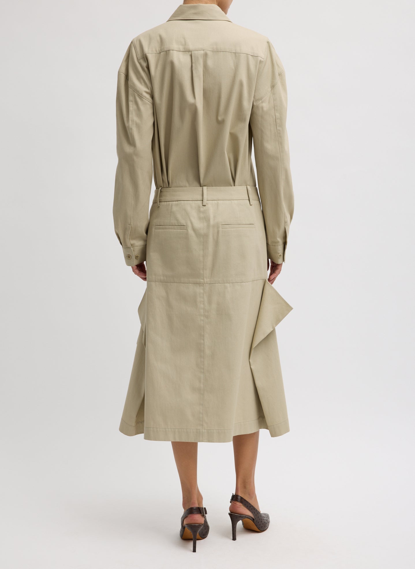 Luxe Spring Twill Tucked Pleat Skirt | Tibi