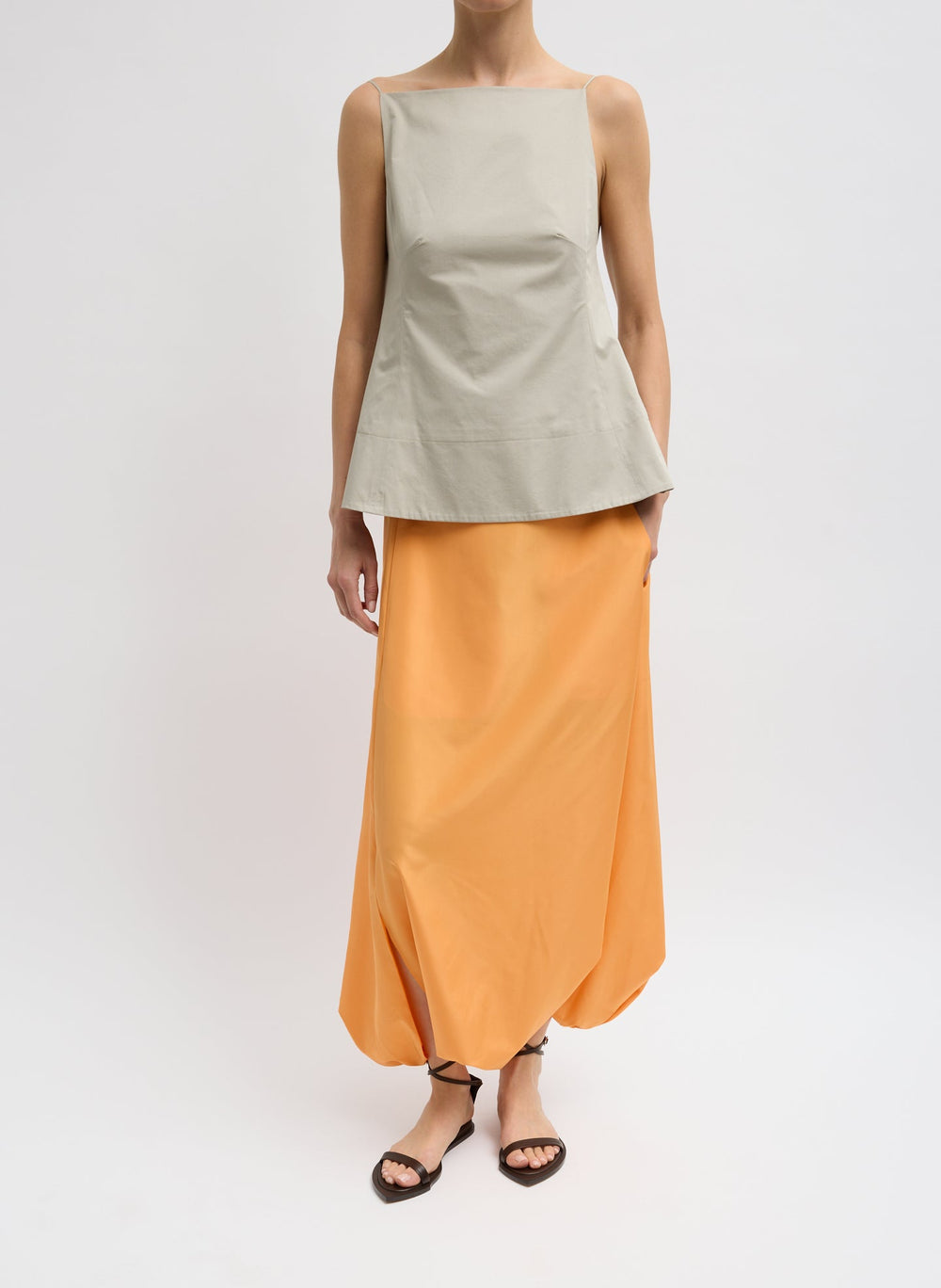 Summer Nylon Flat Front Jalouise Skirt | Tibi
