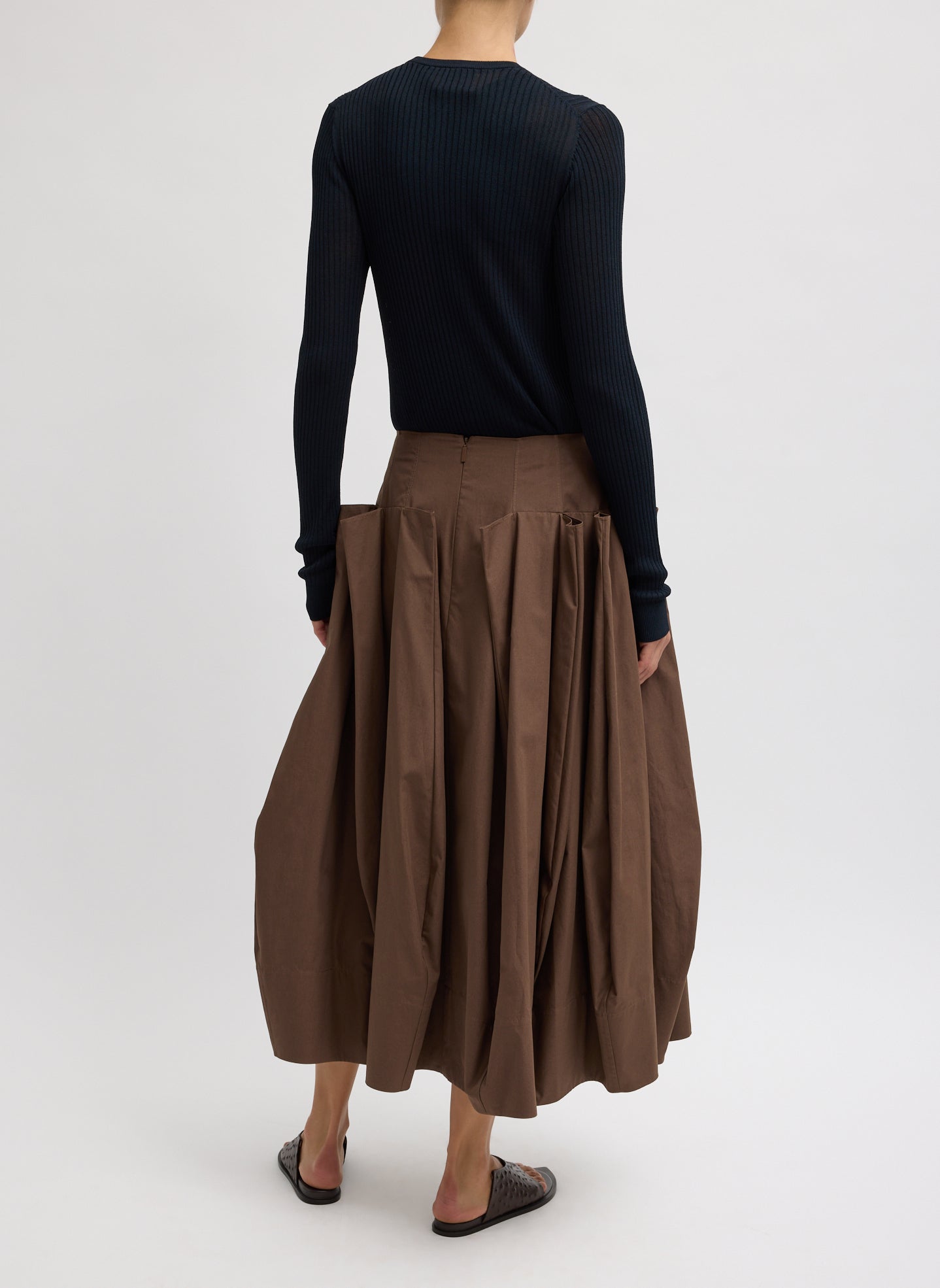 Compact Eco Poplin Pinched Pleat Full Skirt | Tibi