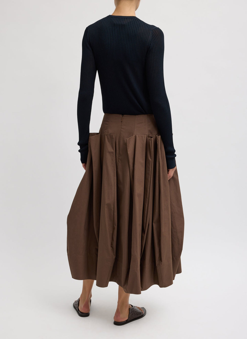 Compact Eco Poplin Pinched Pleat Full Skirt | Tibi