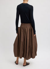 Compact Eco Poplin Pinched Pleat Full Skirt | Tibi