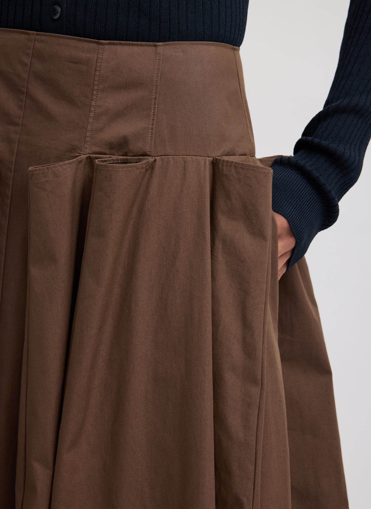 Compact Eco Poplin Pinched Pleat Full Skirt | Tibi