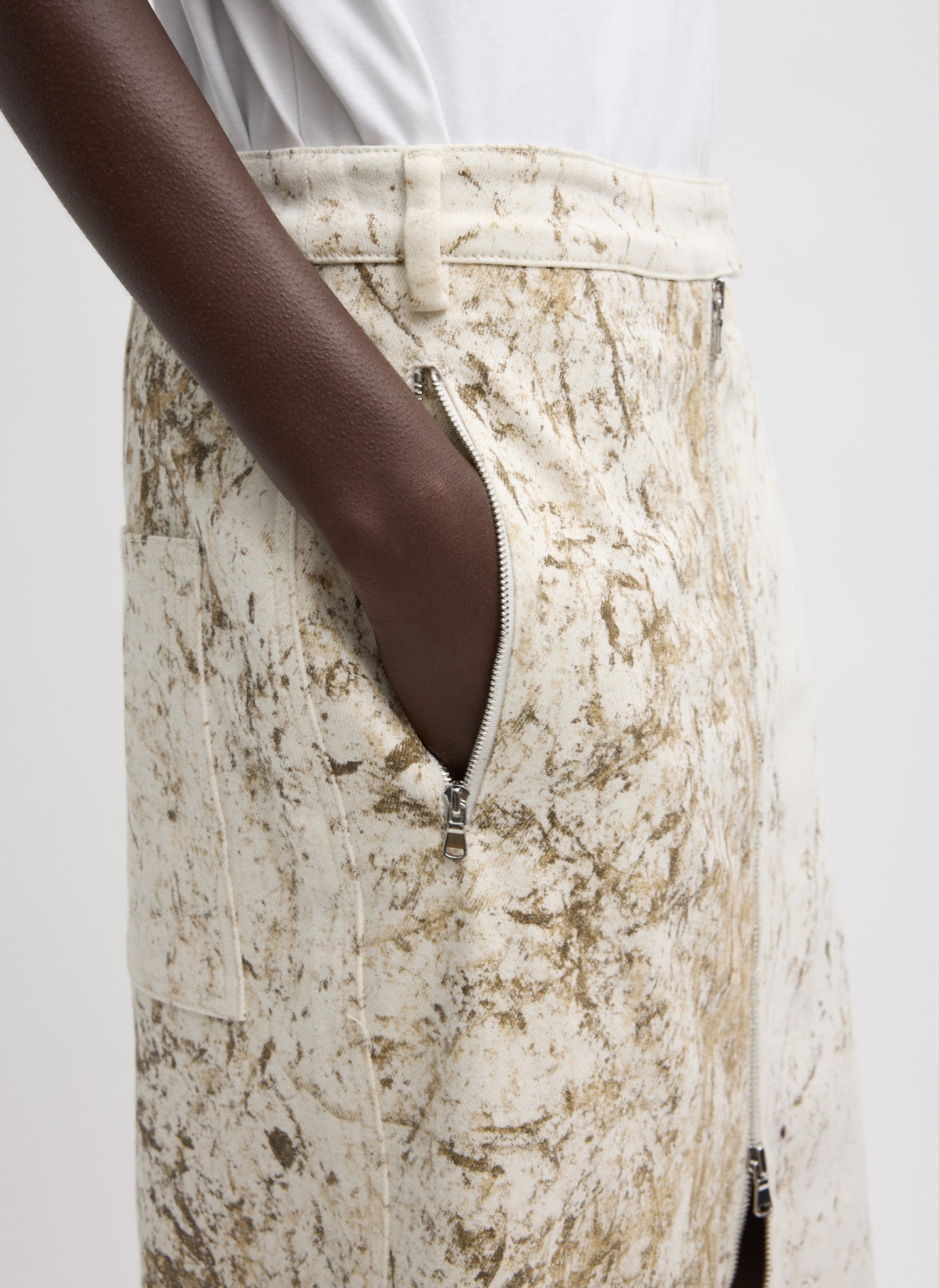Calcimin Denim Midi Trouser Zip Skirt | Tibi