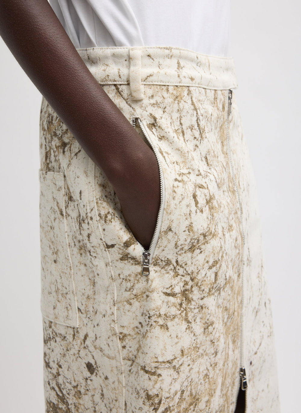 Calcimin Denim Midi Trouser Zip Skirt | Tibi