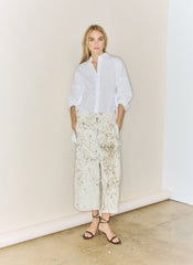 Calcimin Denim Midi Trouser Zip Skirt | Tibi
