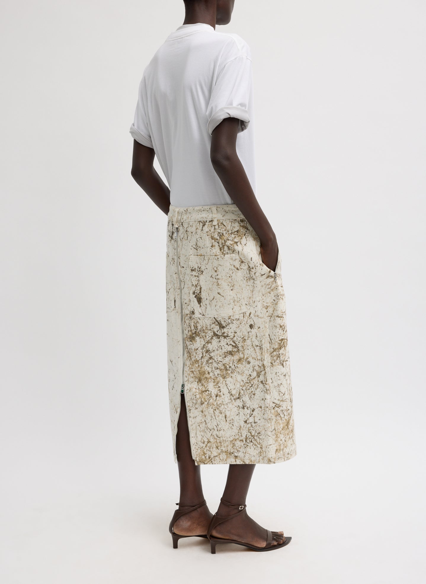 Calcimin Denim Midi Trouser Zip Skirt | Tibi