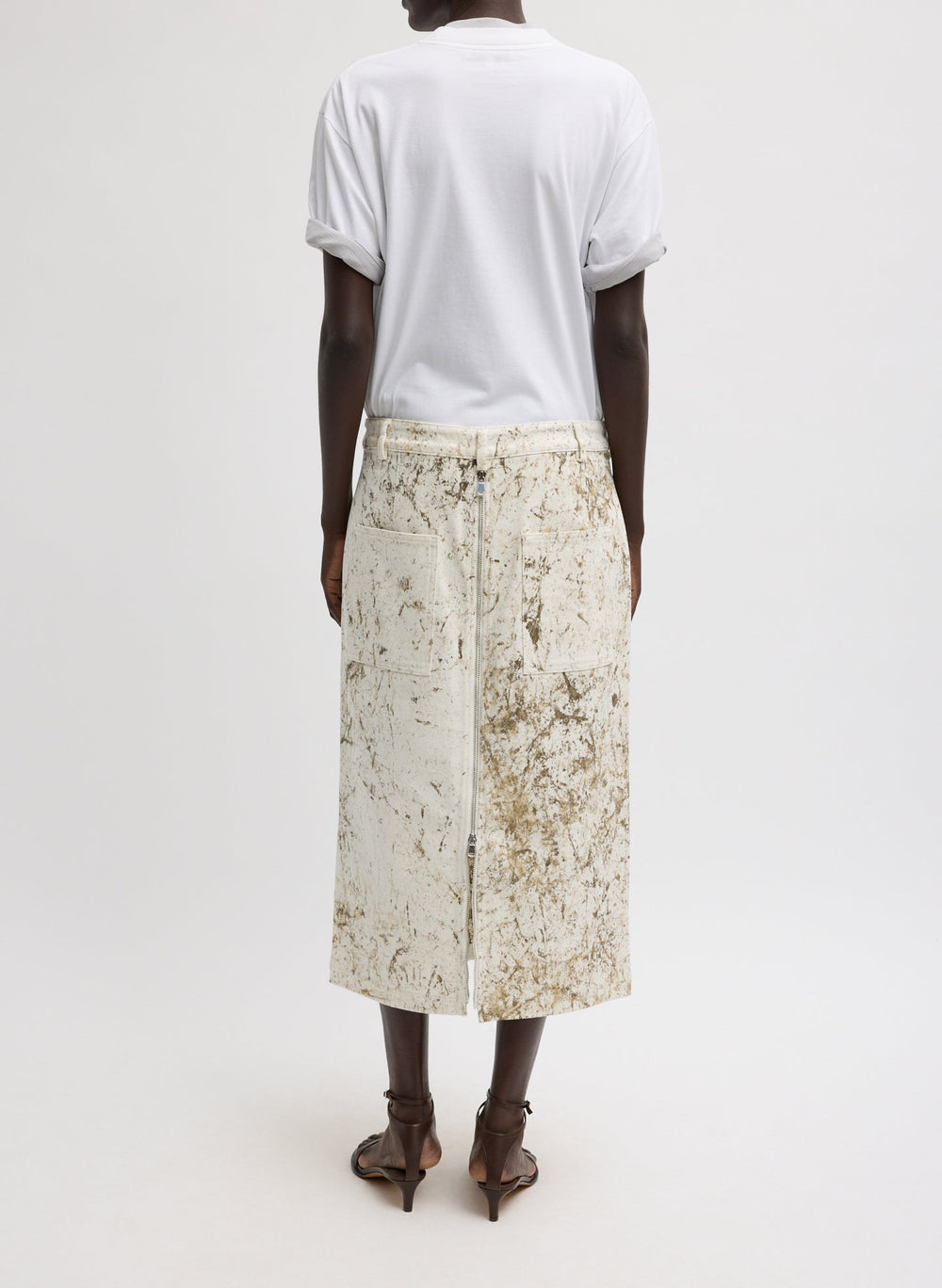 Calcimin Denim Midi Trouser Zip Skirt | Tibi