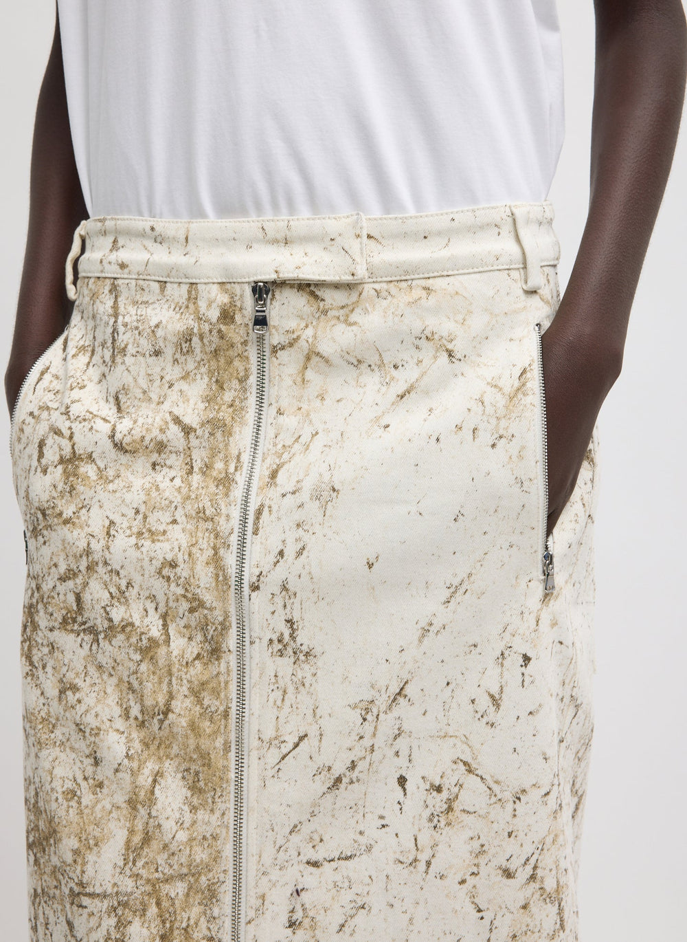 Calcimin Denim Midi Trouser Zip Skirt | Tibi