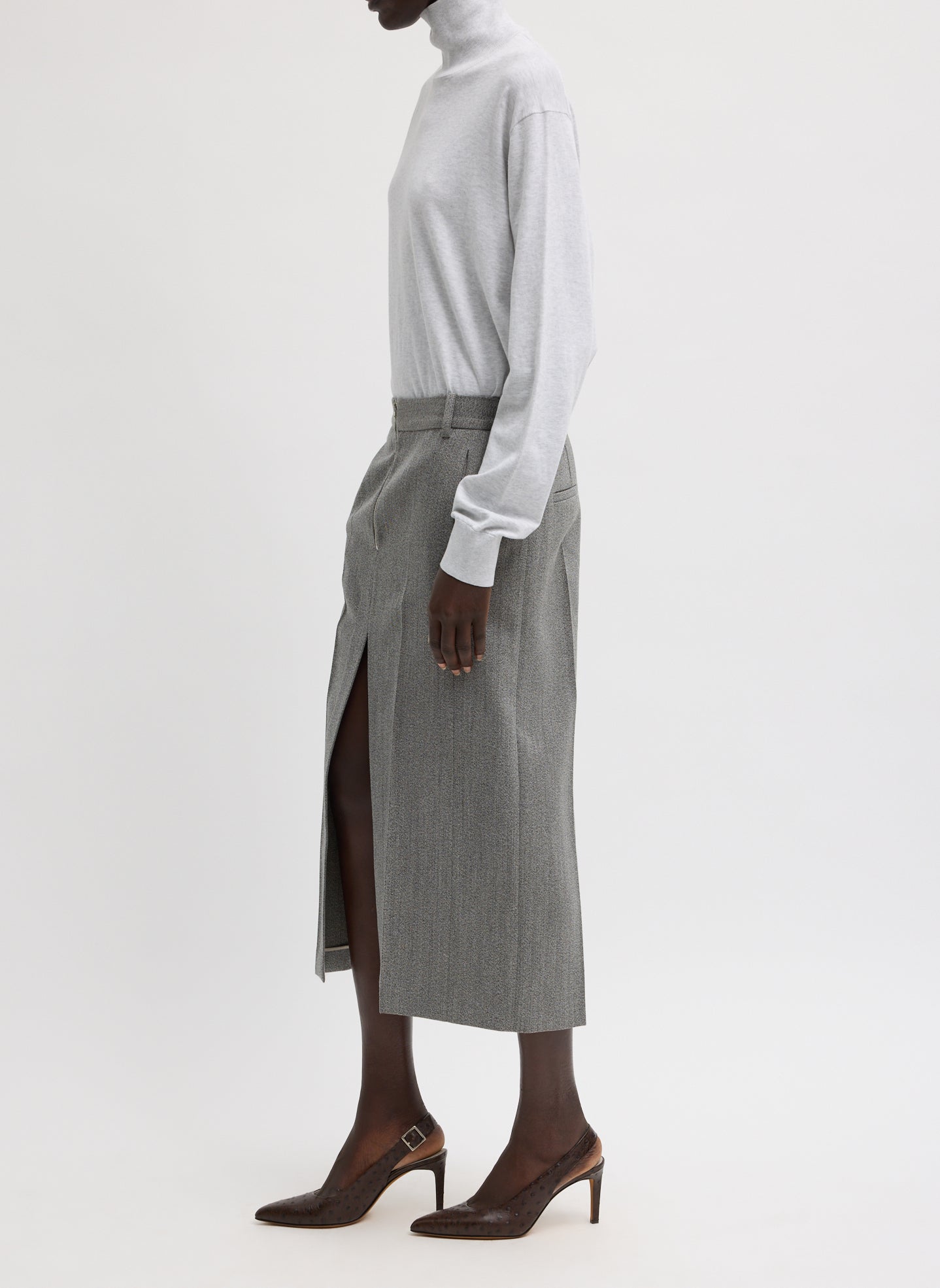 Structured Wool Zip Front Midi Trouser Skirt | Tibi