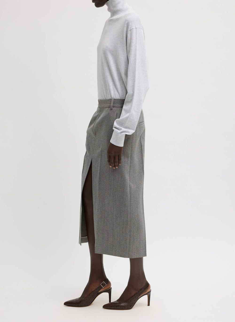 Structured Wool Zip Front Midi Trouser Skirt | Tibi