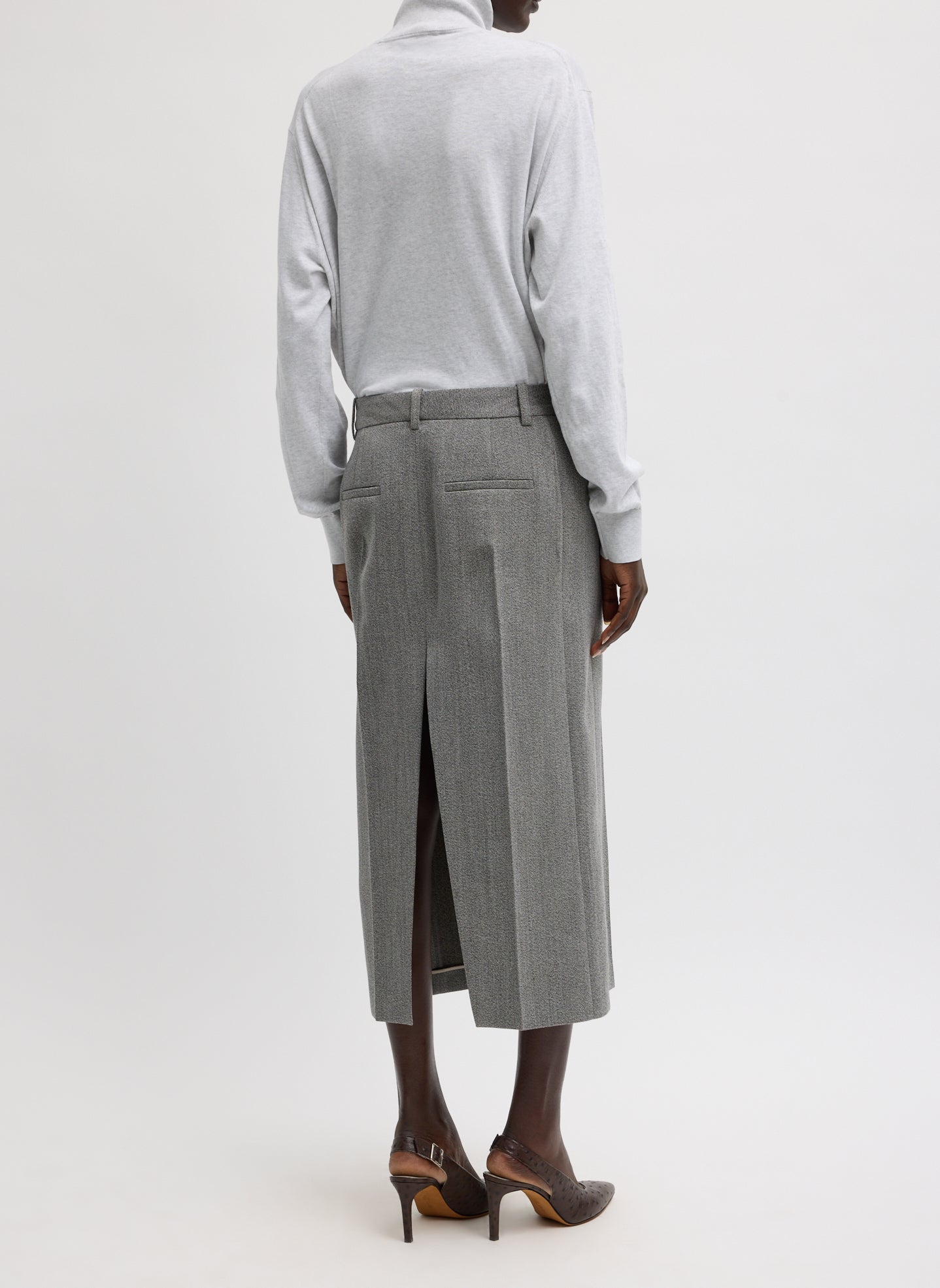 Structured Wool Zip Front Midi Trouser Skirt | Tibi