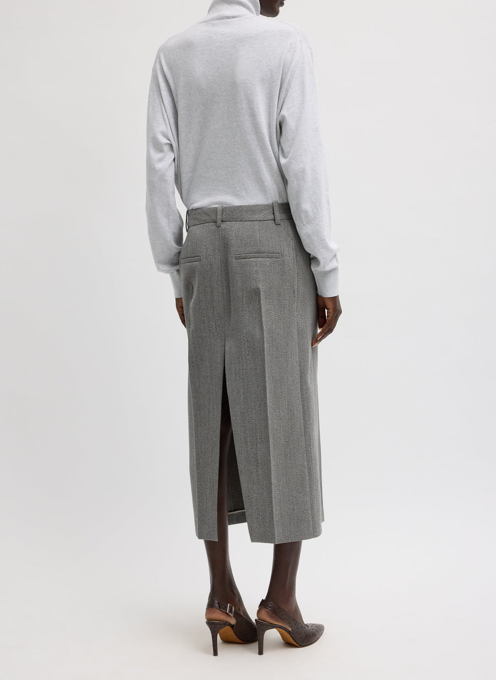 Structured Wool Zip Front Midi Trouser Skirt | Tibi