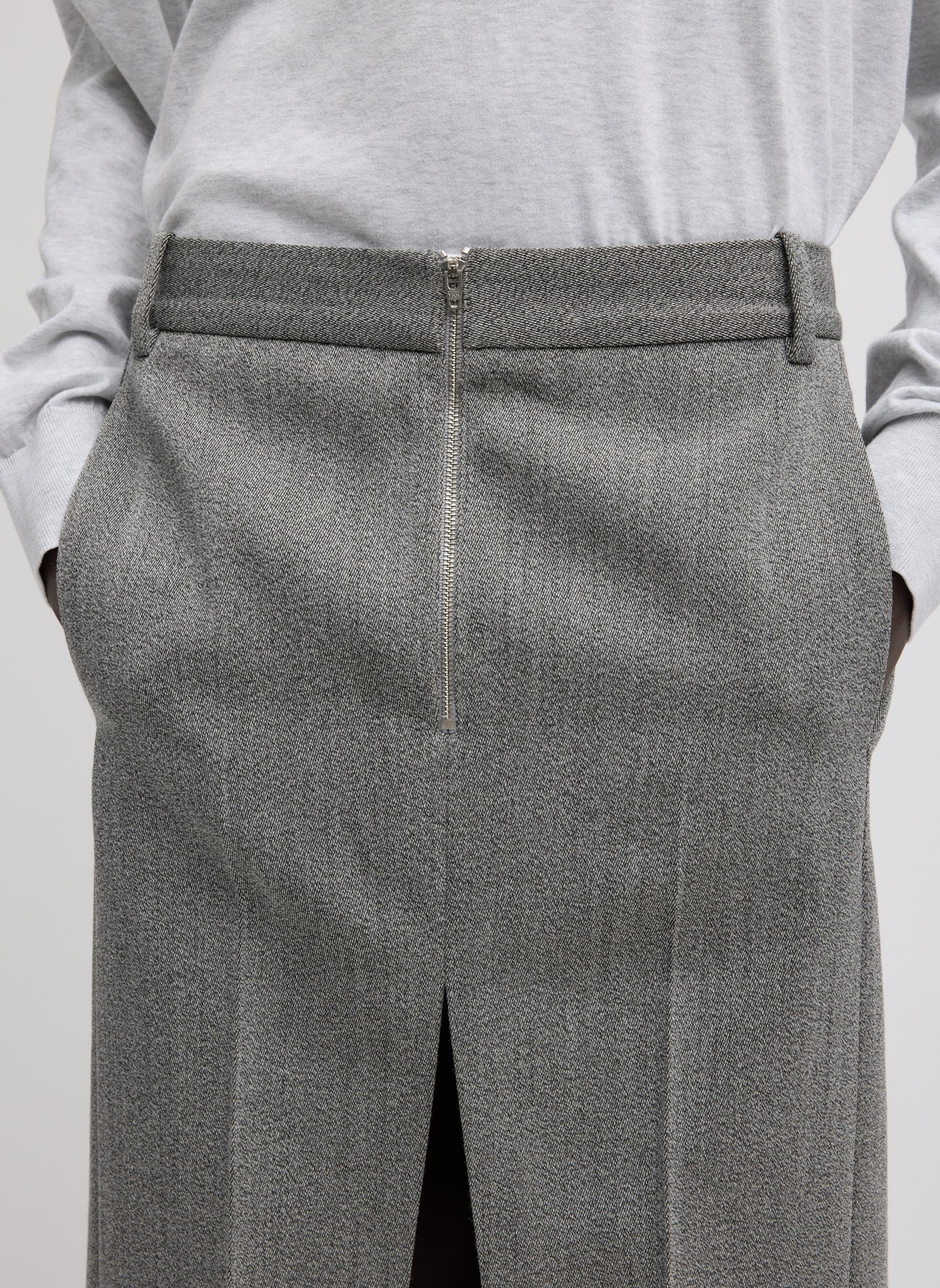 Structured Wool Zip Front Midi Trouser Skirt | Tibi