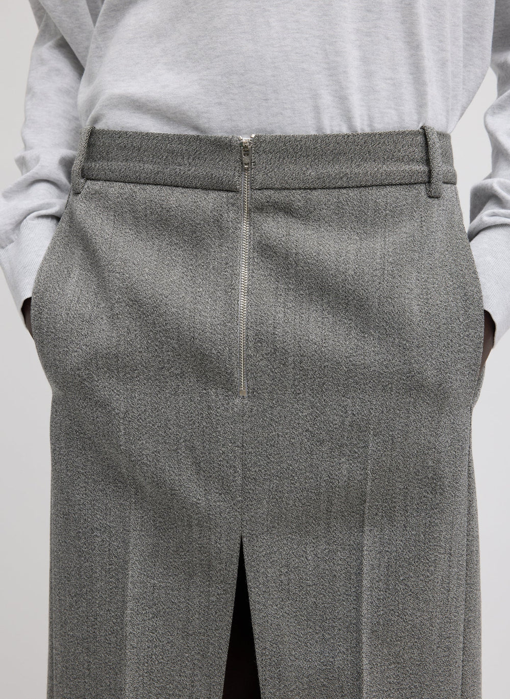 Structured Wool Zip Front Midi Trouser Skirt | Tibi