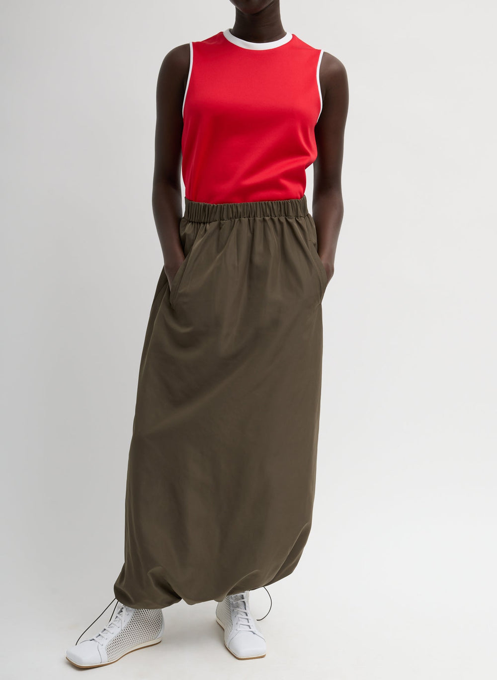 Italian Sporty Nylon Maxi Anorak Skirt | Tibi