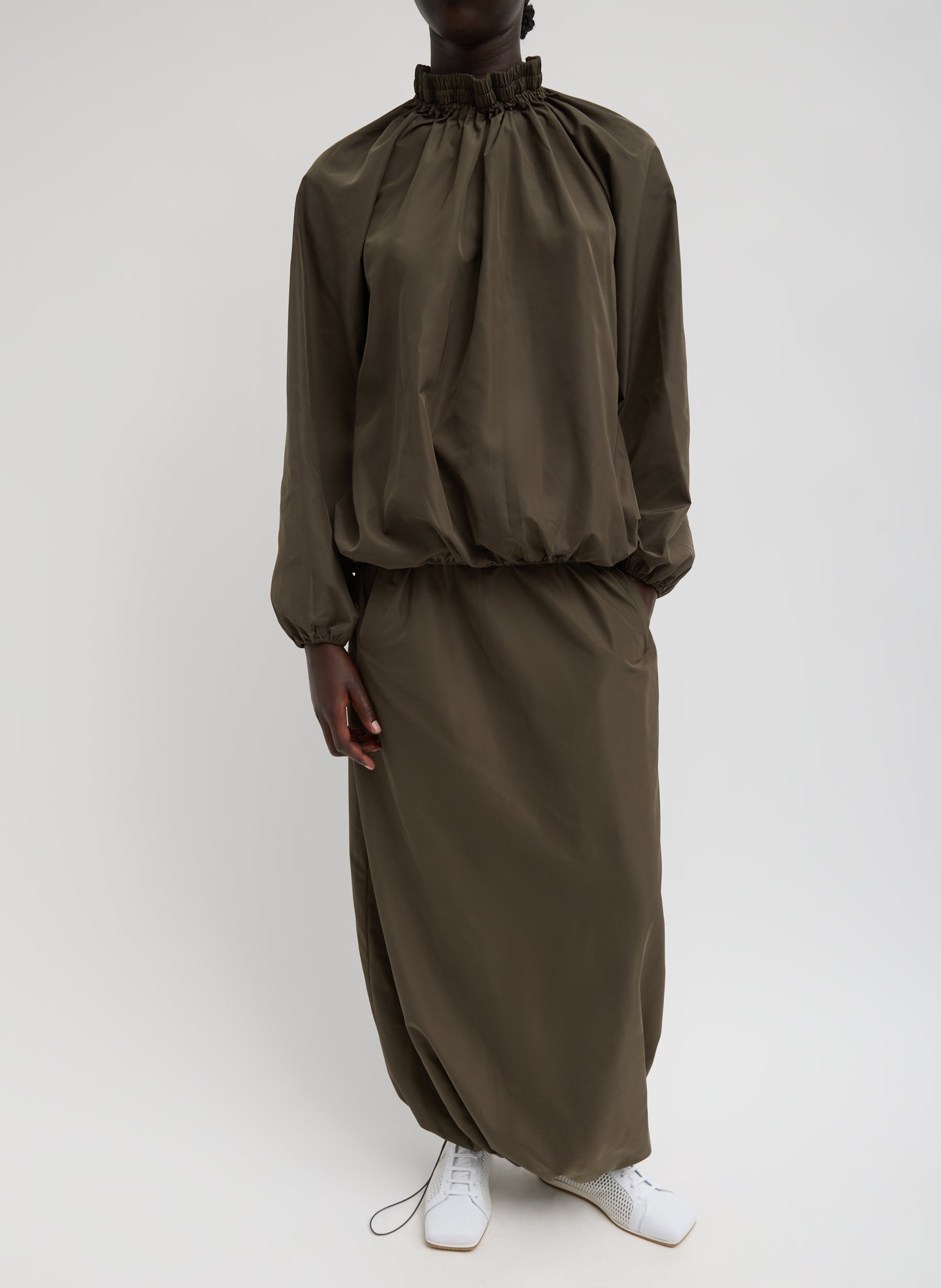 Italian Sporty Nylon Maxi Anorak Skirt | Tibi