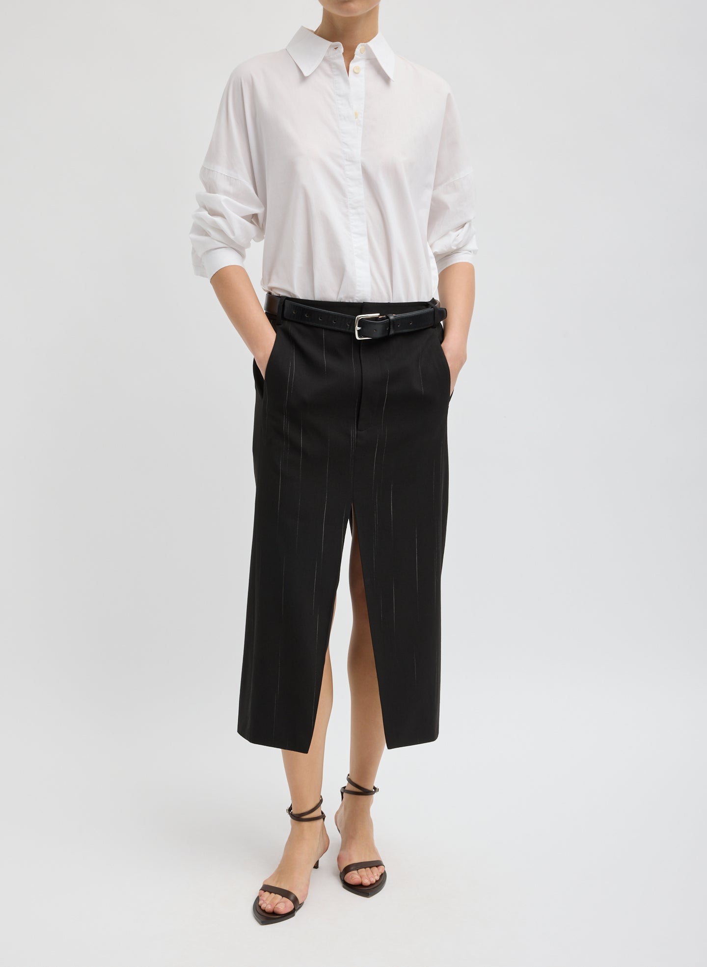 Viscose Suiting Midi Trouser Skirt | Tibi