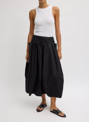 Compact Eco Poplin Pinched Pleat Full Skirt | Tibi
