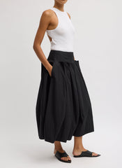Compact Eco Poplin Pinched Pleat Full Skirt | Tibi