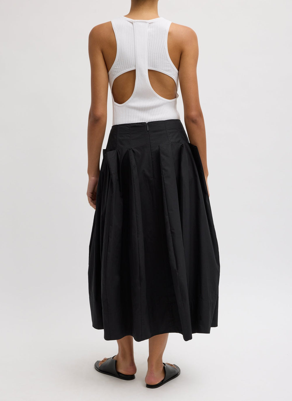 Compact Eco Poplin Pinched Pleat Full Skirt | Tibi