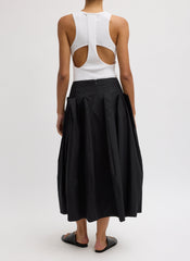 Compact Eco Poplin Pinched Pleat Full Skirt | Tibi