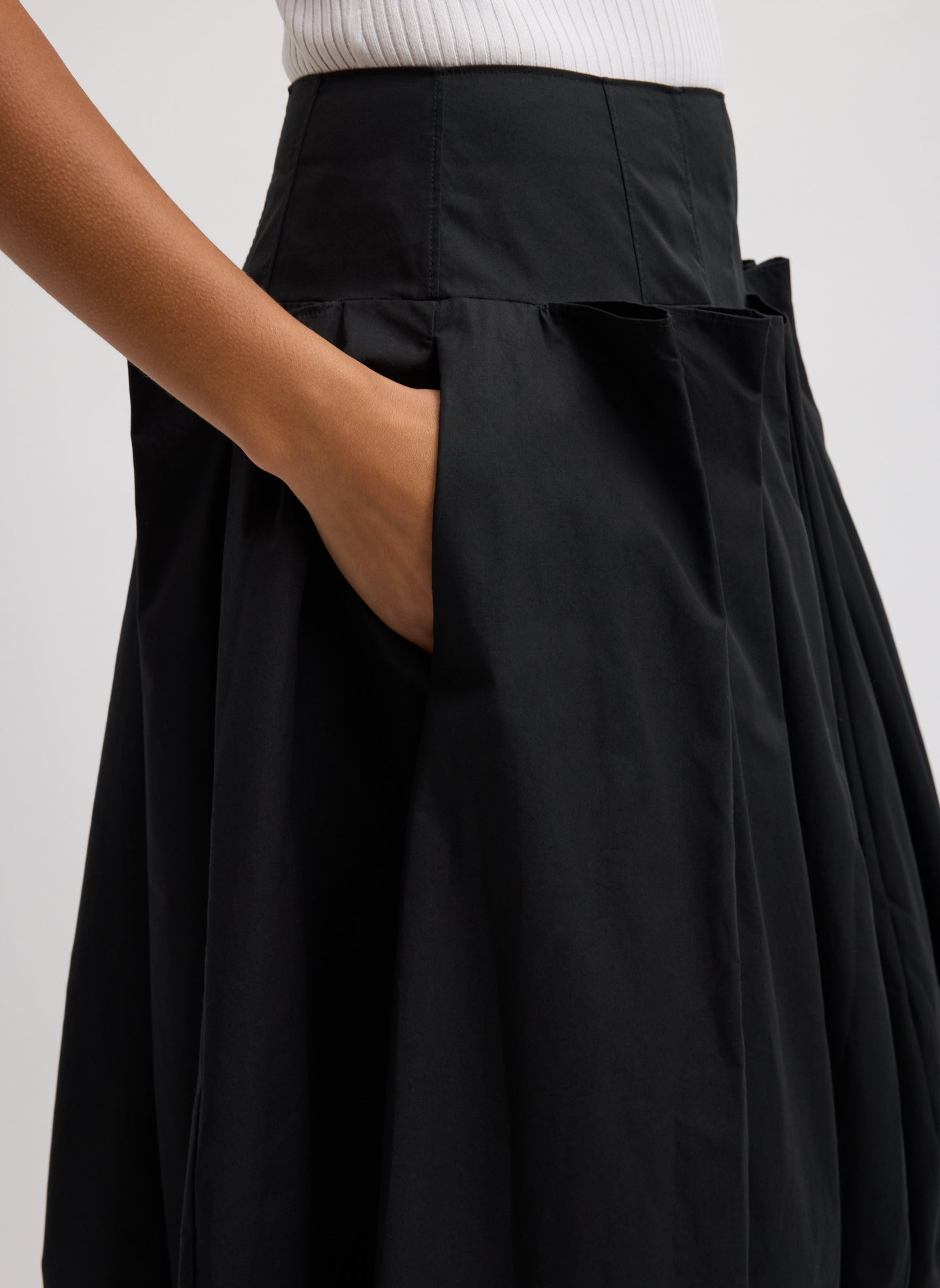Compact Eco Poplin Pinched Pleat Full Skirt | Tibi