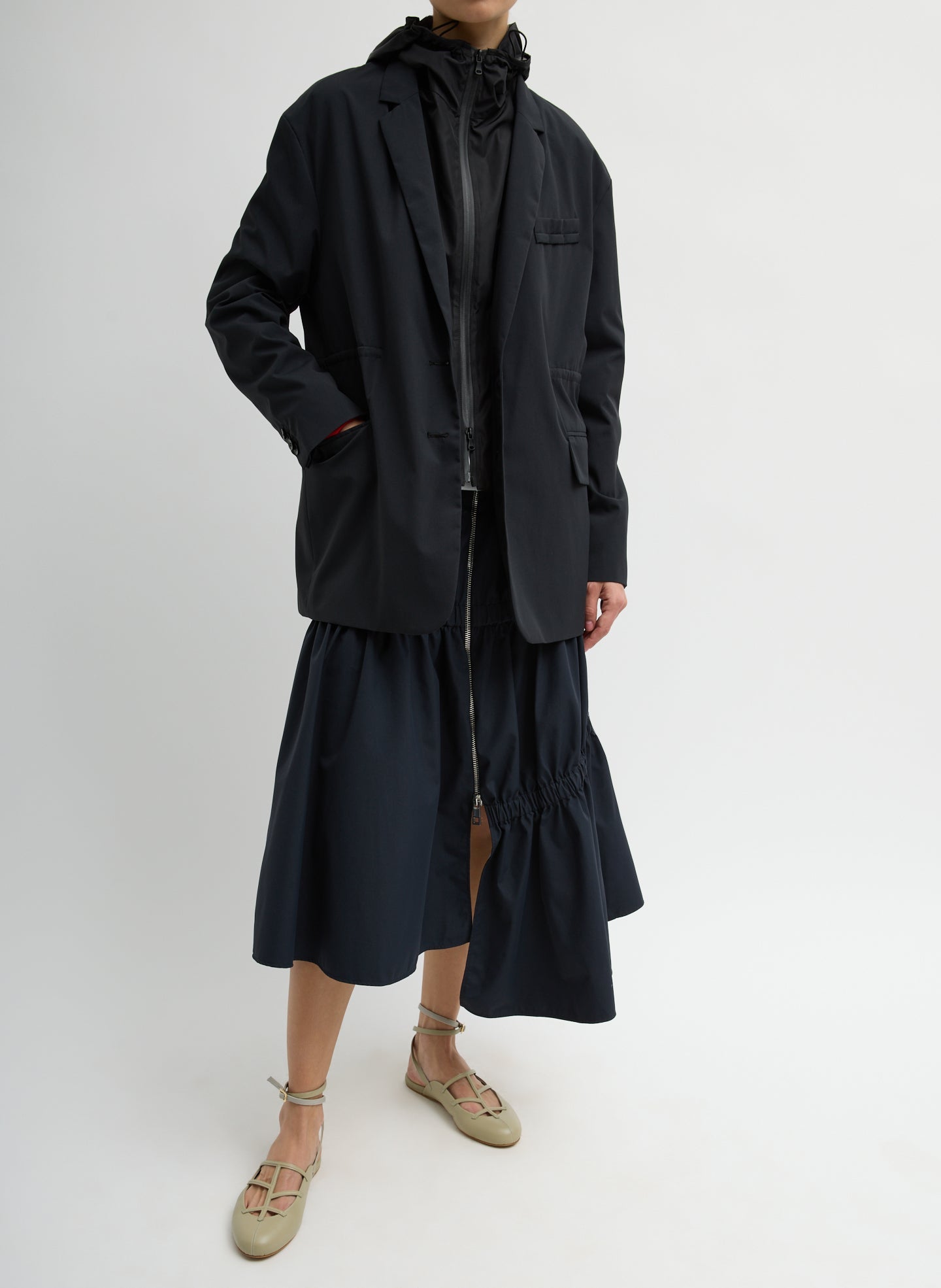 Tech Suiting Asymmetrical Skirt | Tibi