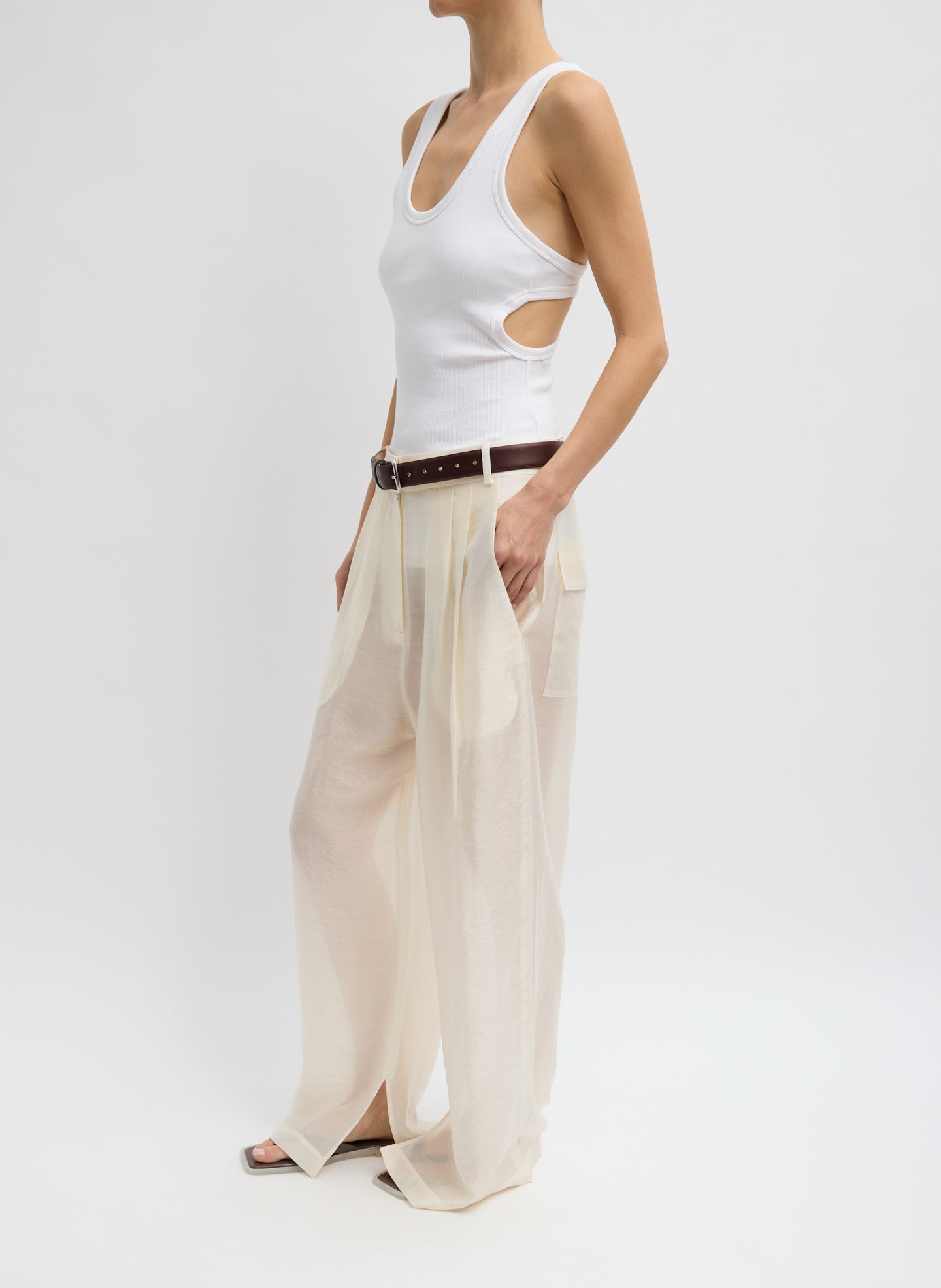 Summer Voile Stella Pant With Slit Detail | Tibi