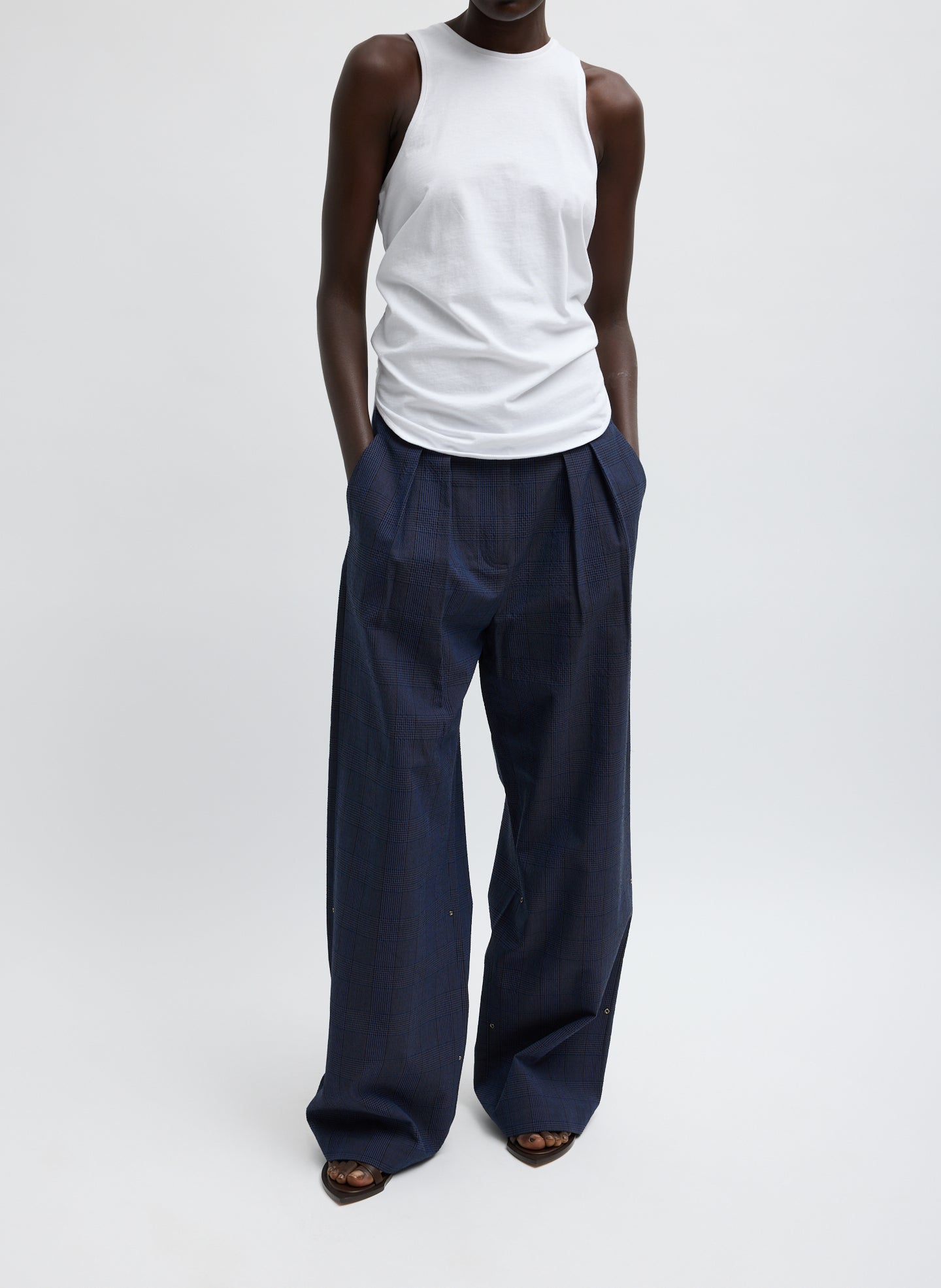 Menswear Crepon Stella Full Length Pant | Tibi
