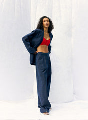 Menswear Crepon Stella Full Length Pant | Tibi