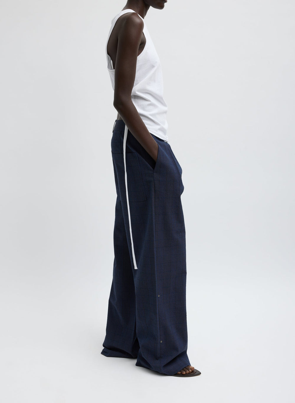 Menswear Crepon Stella Full Length Pant | Tibi