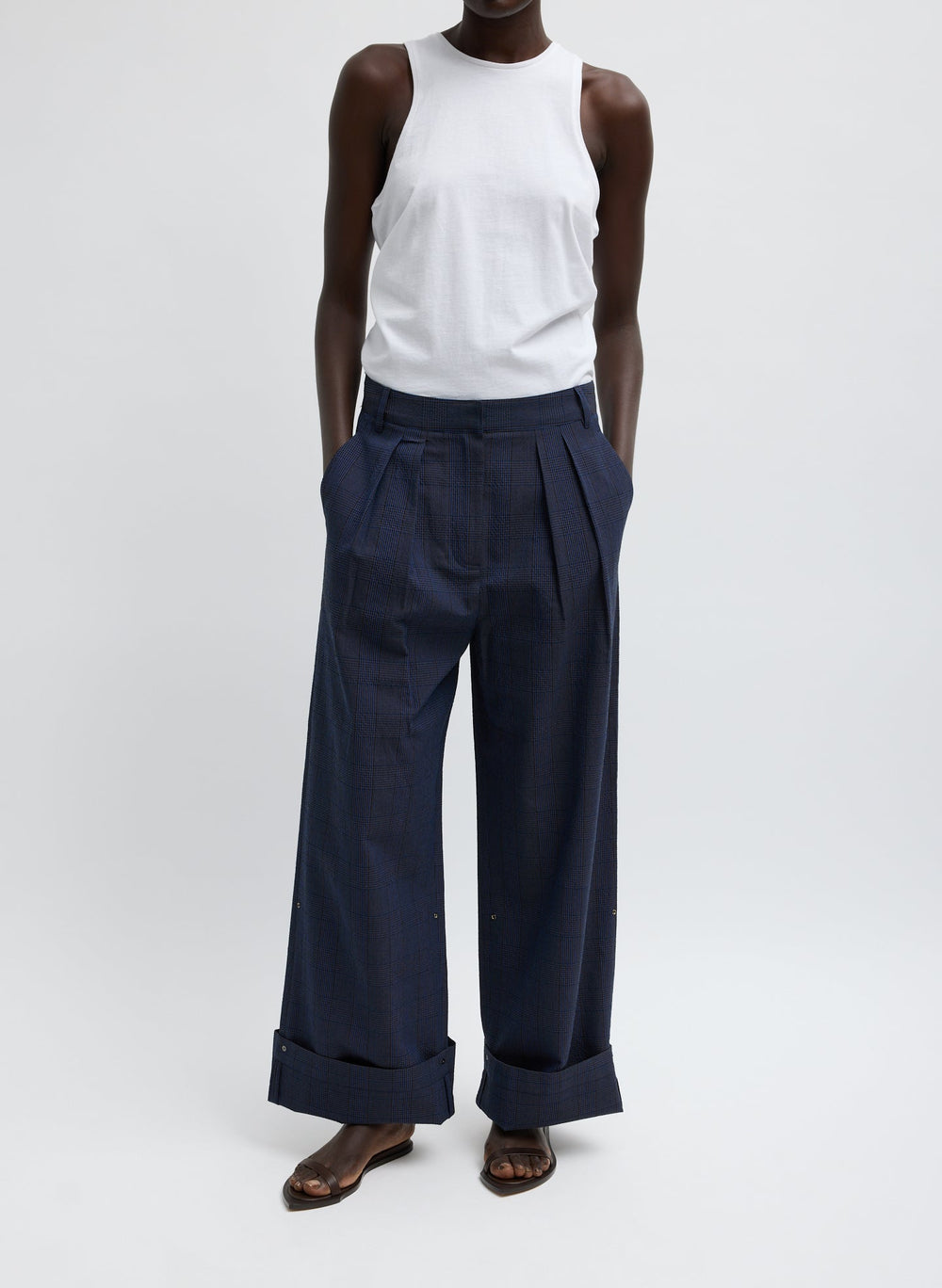 Menswear Crepon Stella Full Length Pant | Tibi