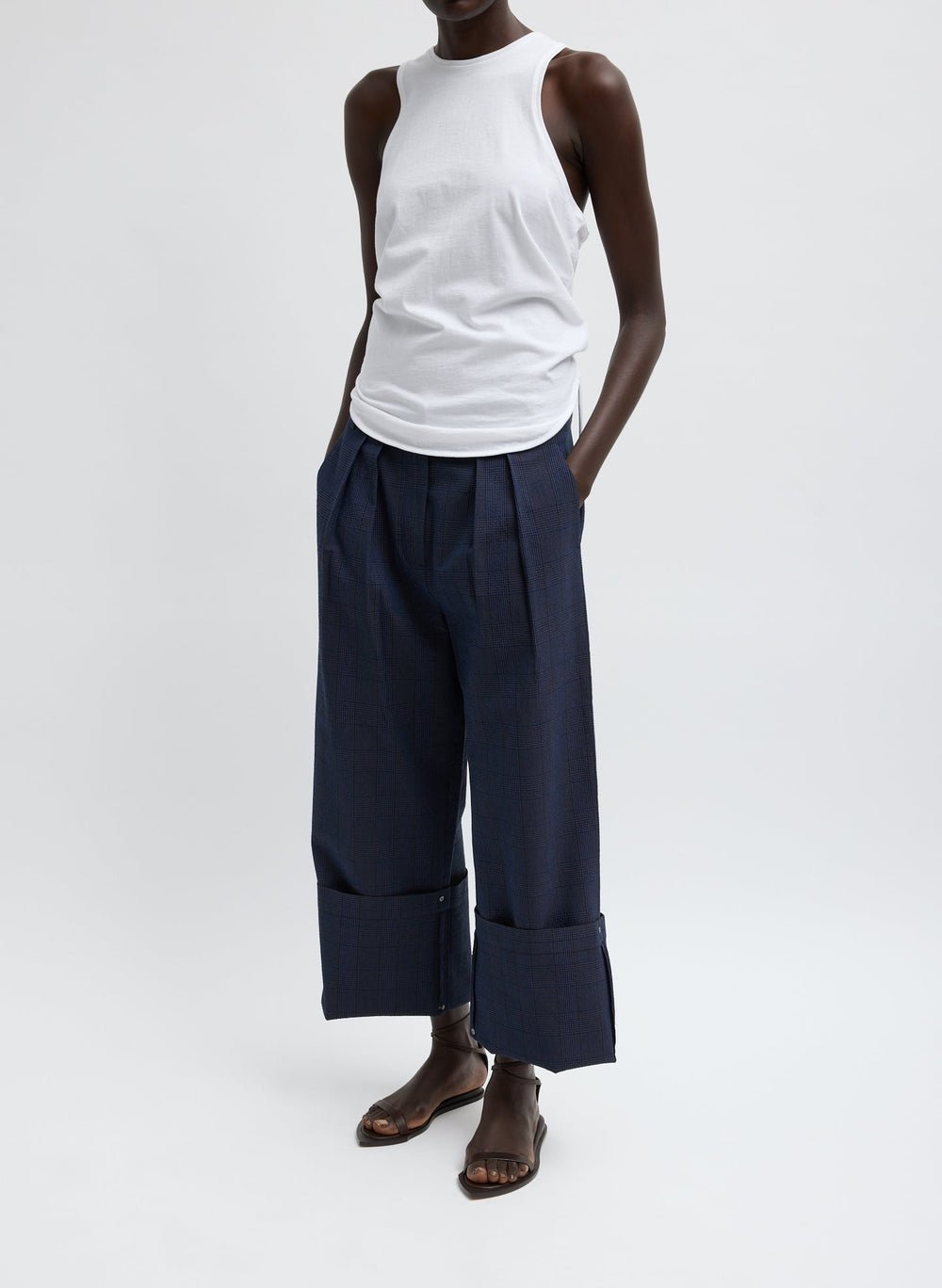 Menswear Crepon Stella Full Length Pant | Tibi