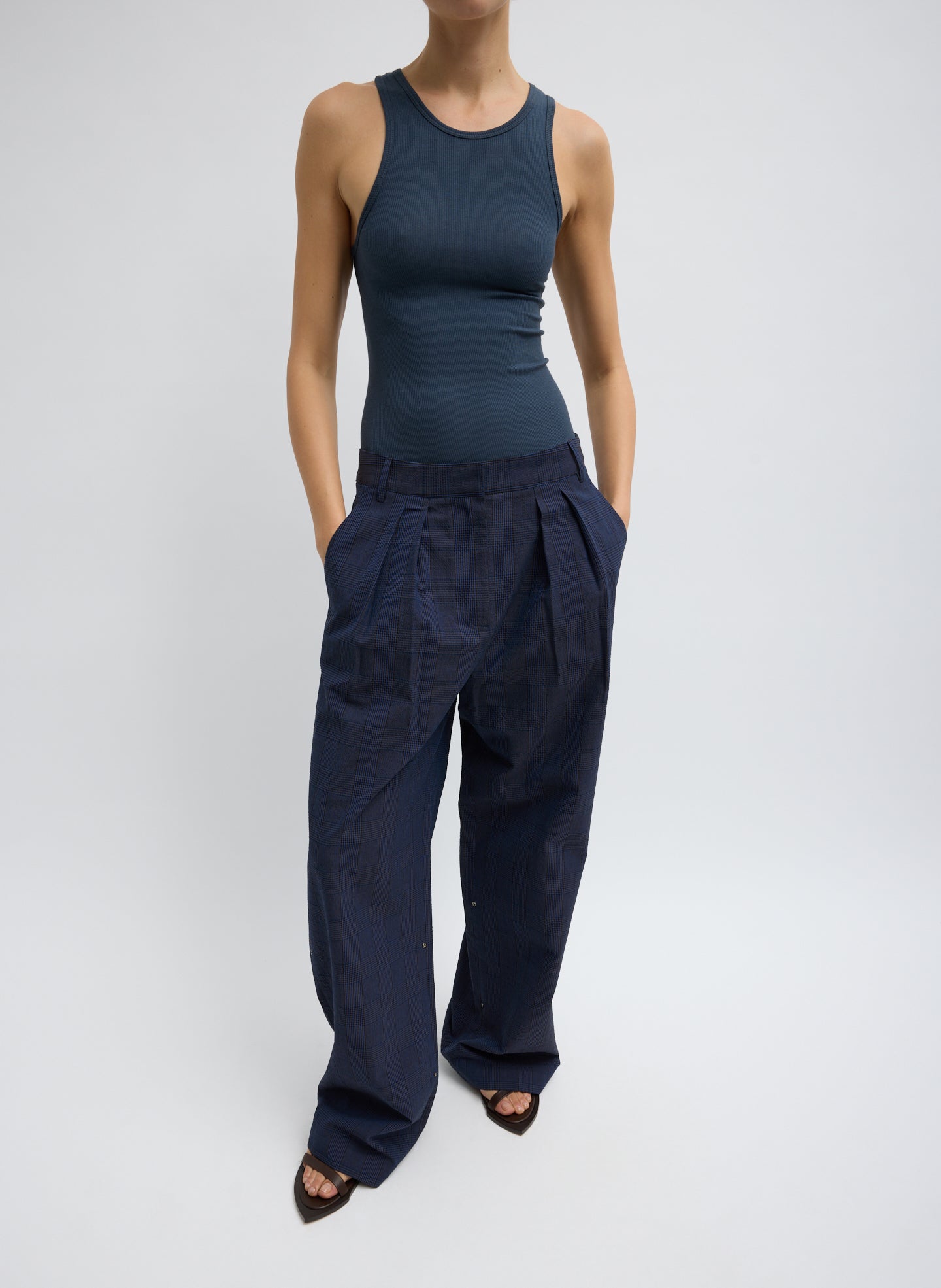 Menswear Crepon Stella Full Length Pant | Tibi