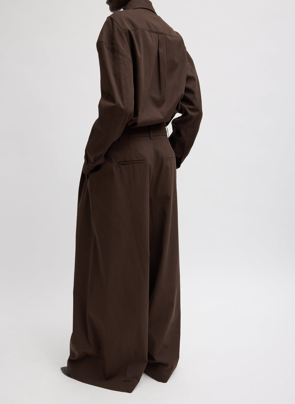 Luxe Spring Twill Tucked Pleated Wide Leg Trouser | Tibi
