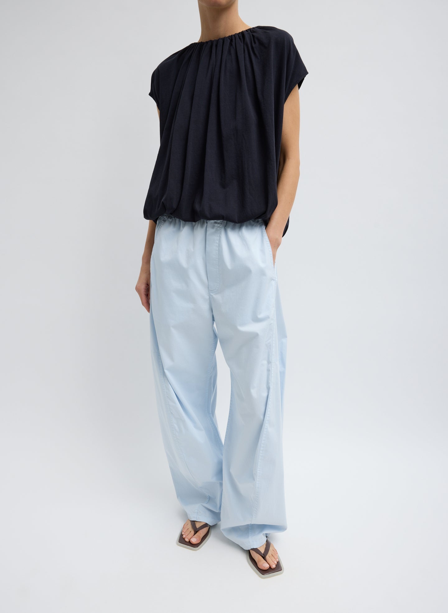 Garment Dyed Silky Cotton Winslow Pull On Pant | Tibi
