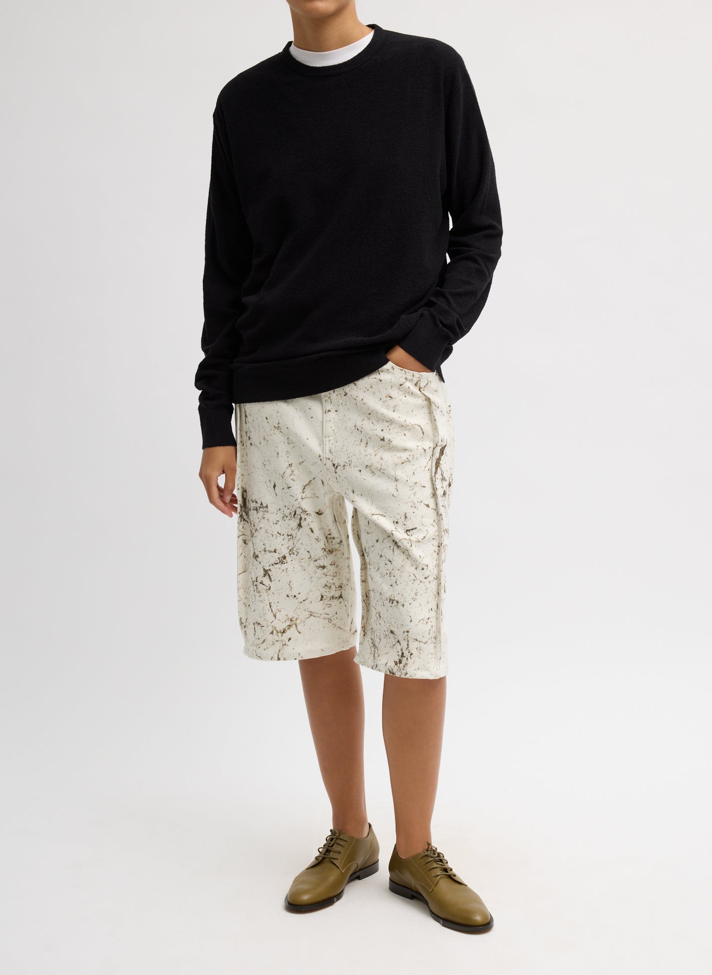Calcimin Denim Tuck Jean Shorts | Tibi