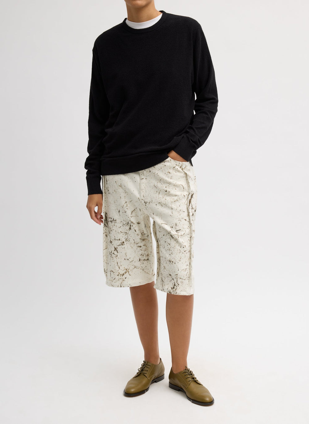 Calcimin Denim Tuck Jean Shorts | Tibi
