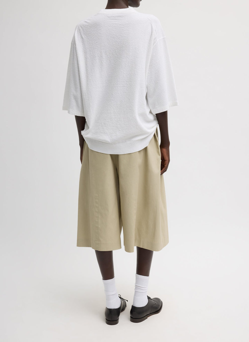 Luxe Spring Twill Tucked Pleated Wide Leg Short | Tibi