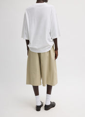 Luxe Spring Twill Tucked Pleated Wide Leg Short | Tibi