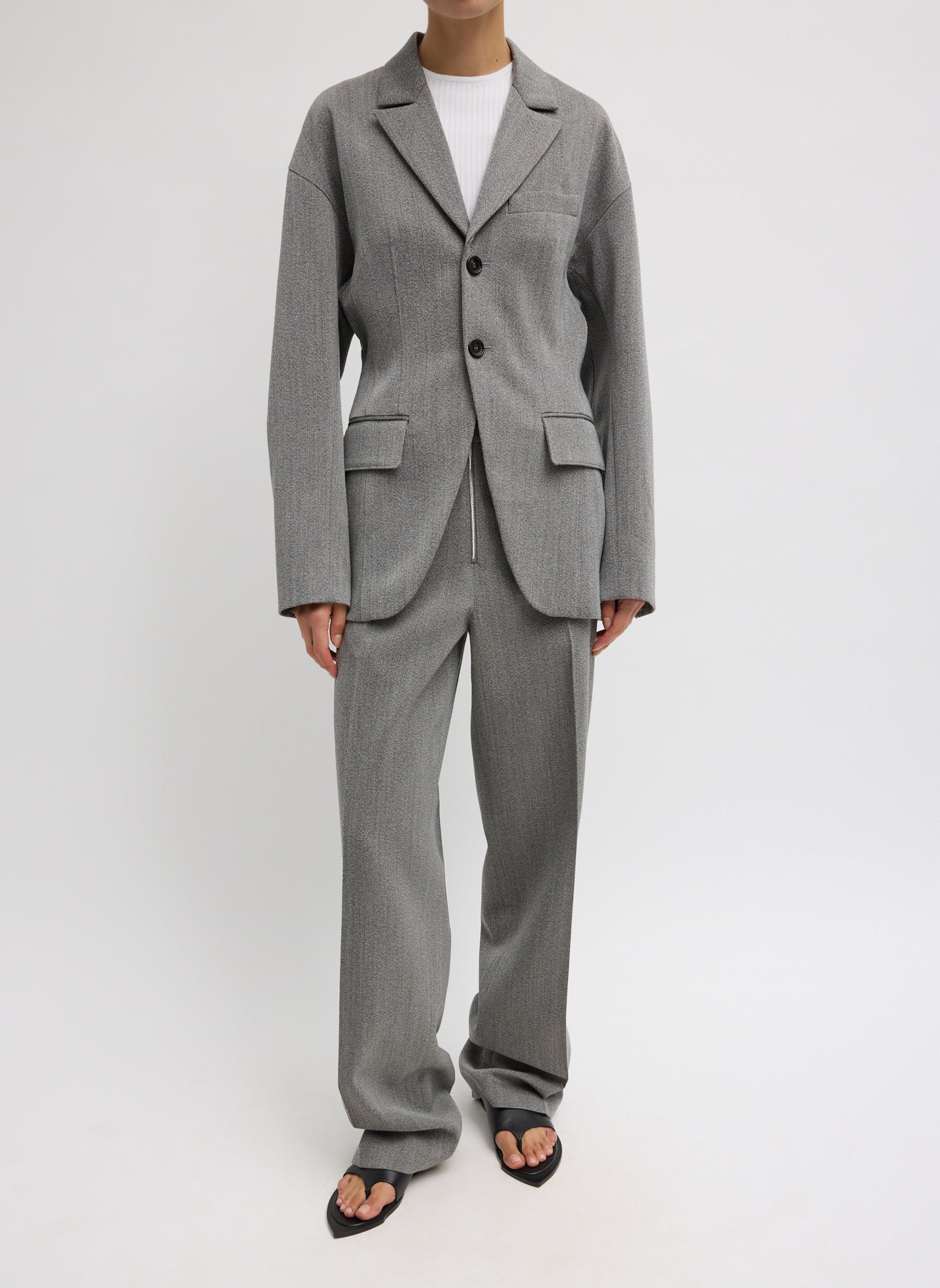 Structured Wool Zip Front Trouser | Tibi
