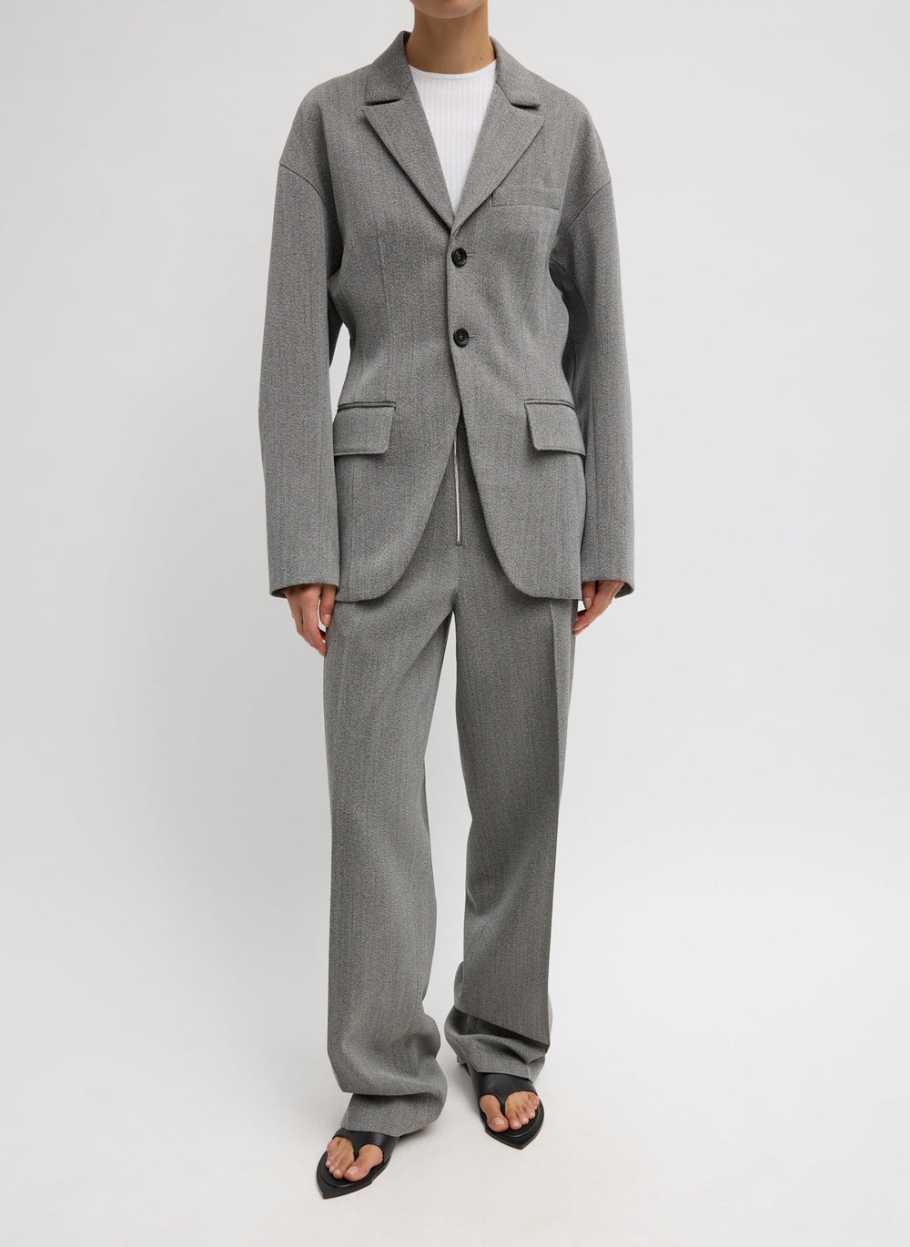 Structured Wool Zip Front Trouser | Tibi