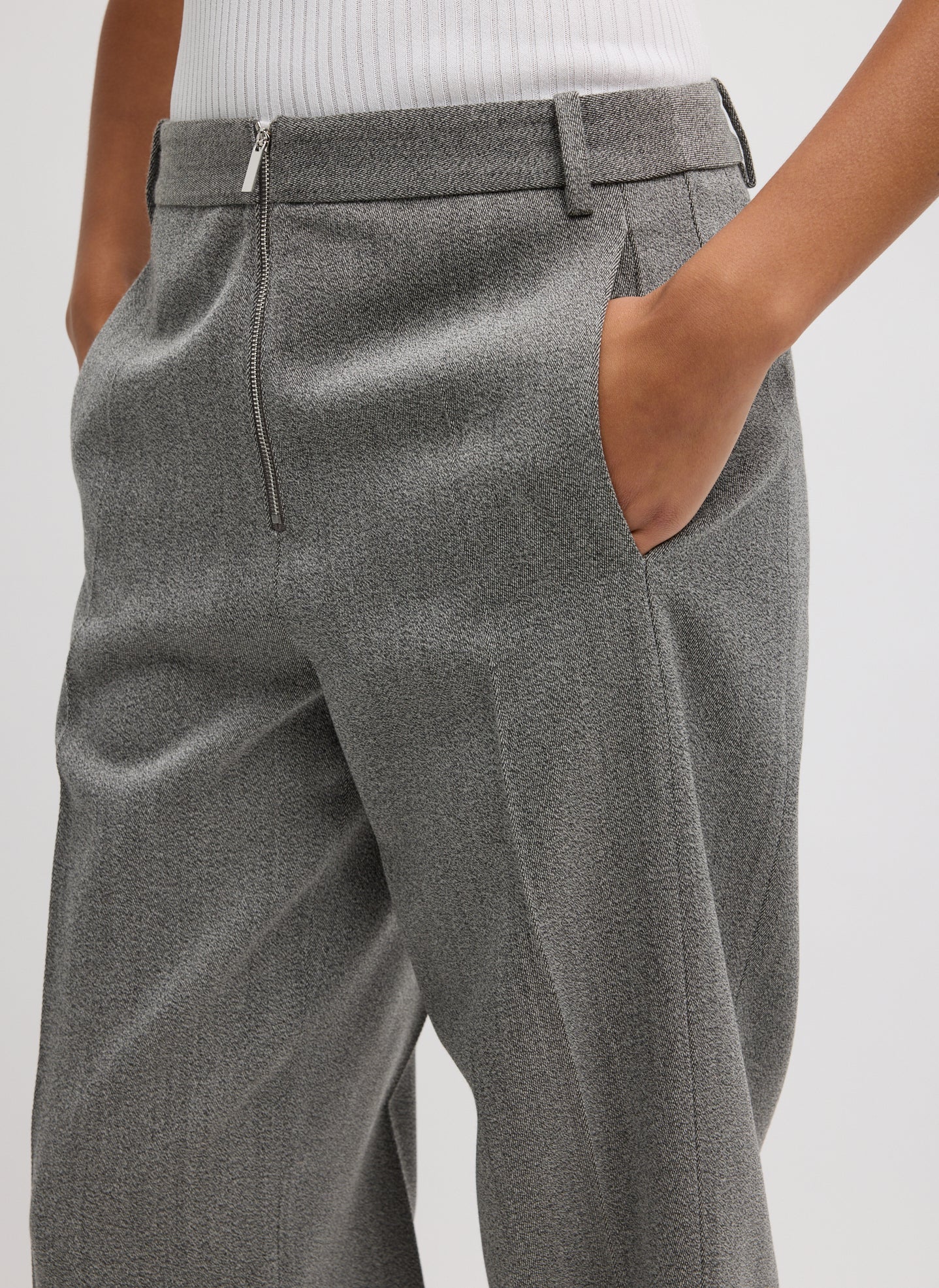 Structured Wool Zip Front Trouser | Tibi