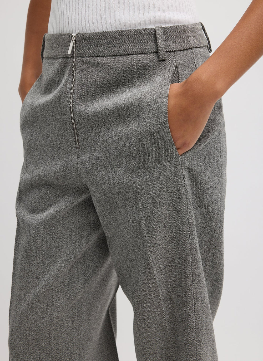 Structured Wool Zip Front Trouser | Tibi