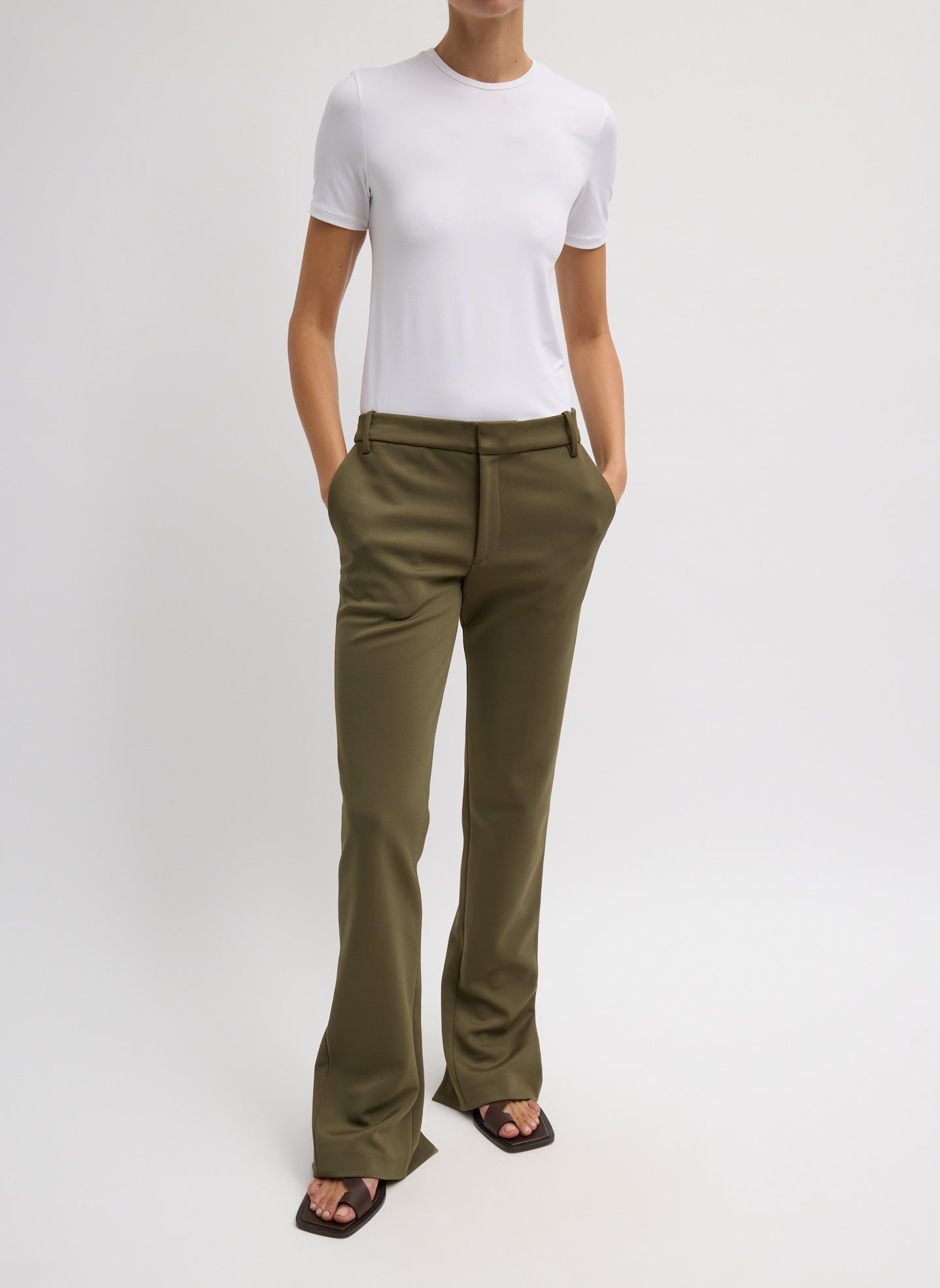 Spring Bonded Twill Elfie Trousers With Slits | Tibi
