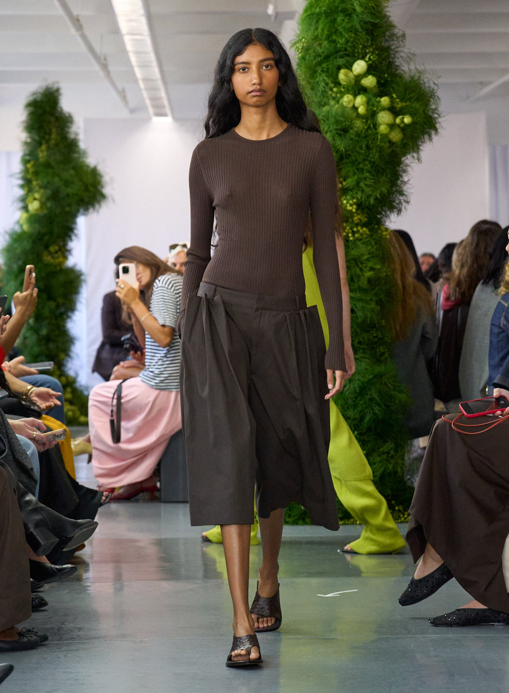 Luxe Spring Twill Tucked Pleated Wide Leg Short | Tibi